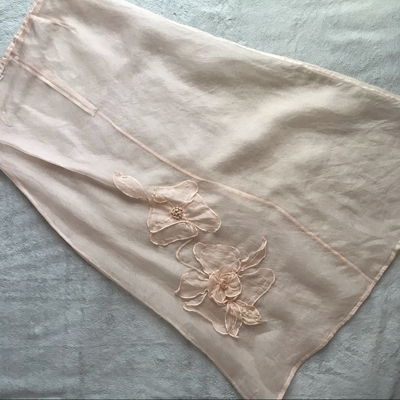 TIAR Los Angeles Dresses & Skirts - TIAR Los Angeles Sheer Silk Organza Floral Skirt L